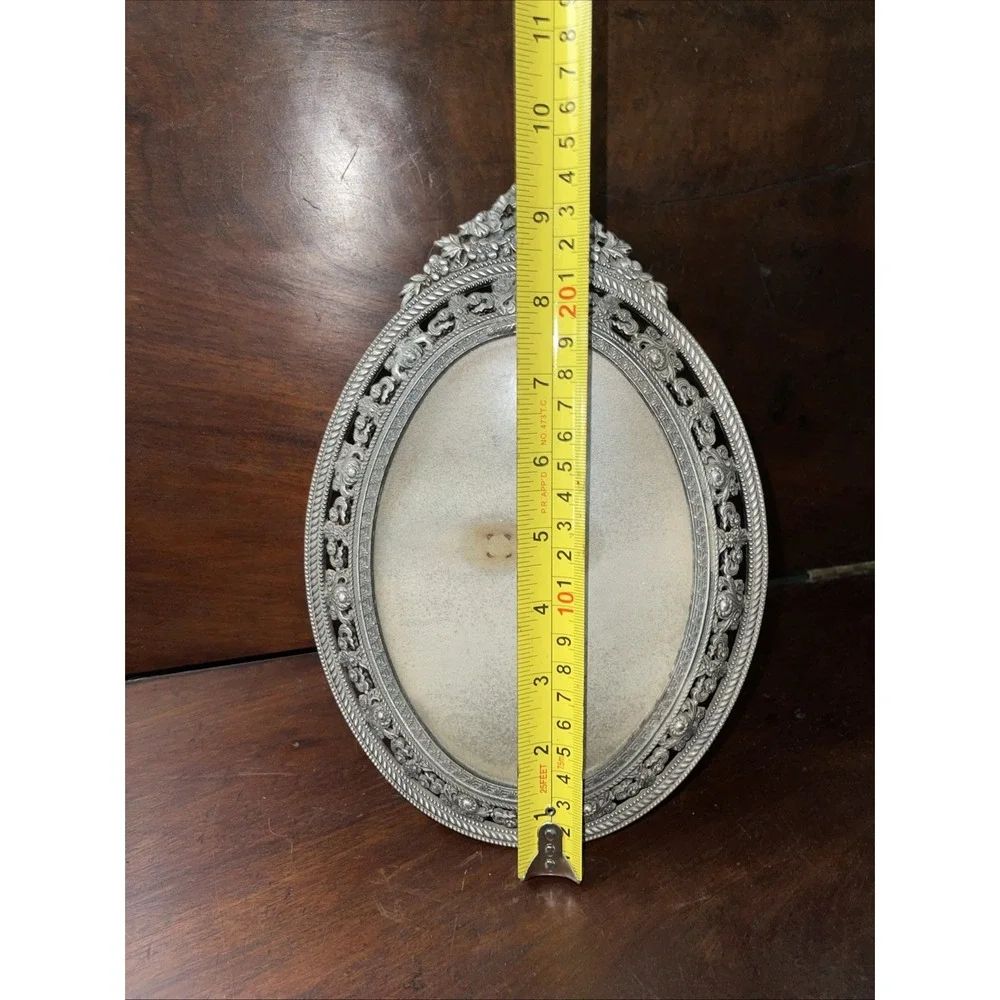 Linco Vintage Pewter Metal Frame Floral Motifs ‎ Mother of Pearl Inlay. GOR-JUS!